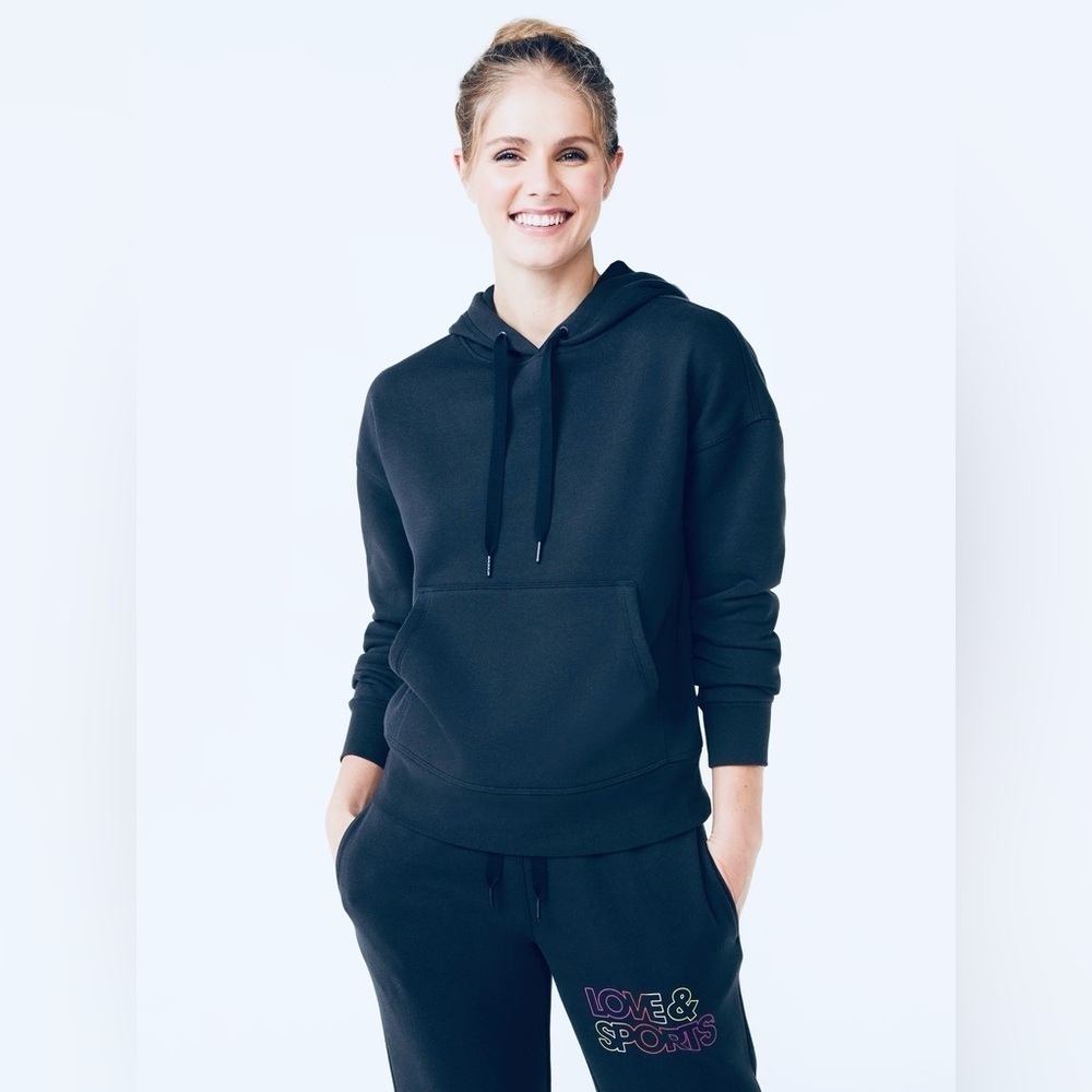 90 Degrees Lux Crop Blue Hoodie - Picture 5 of 8